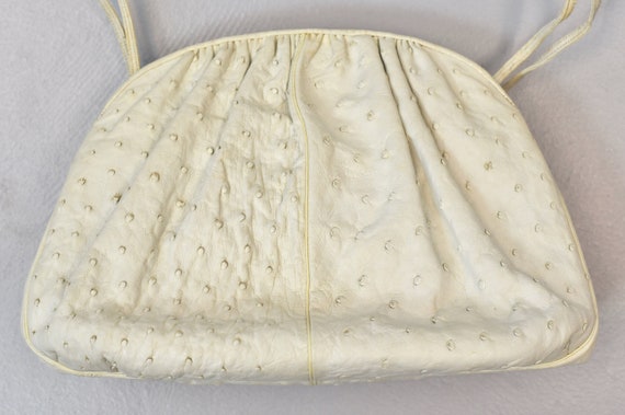 1980s Judith Leiber Ostrich Leather Ivory Off Whi… - image 6