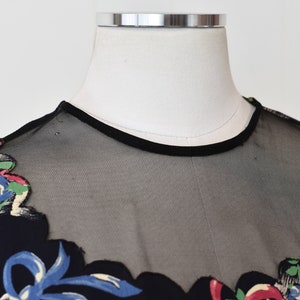 1940s Bow Novelty Print Illusion Neckline Blouse image 7