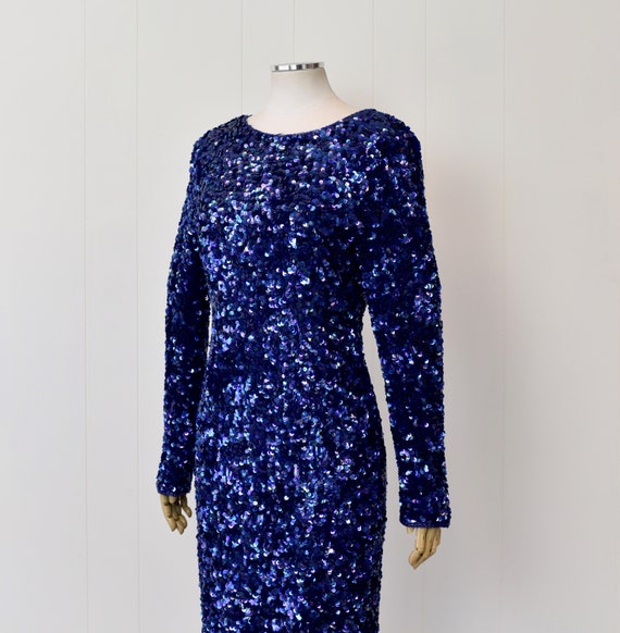 1980s Blue Purple Sequin Beaded Eve's Allure Part… - image 4