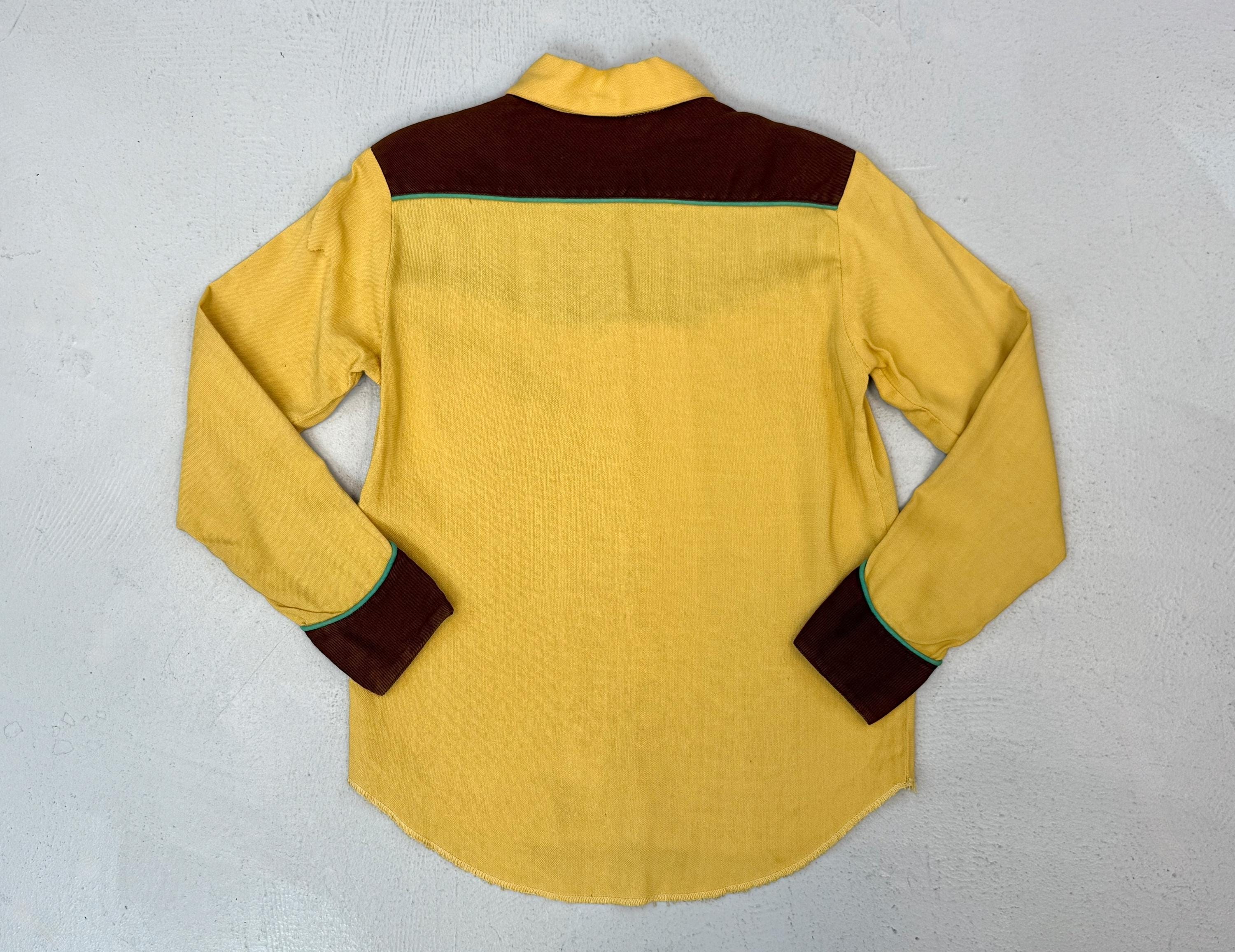 1950s J Bar T Western Wear Cowboy Yellow Brown Steer Skull Star 