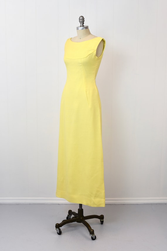 1960s Lorrie Deb Yellow Maxi Dress Gown - image 3