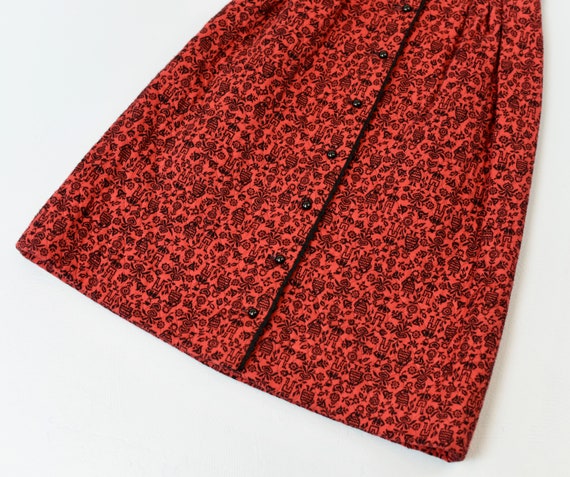 1960s Red Lanz Austrian Novelty Print Skirt - image 3