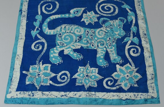 1970s/1980s Blue Thai Silk Panther Scarf - image 3