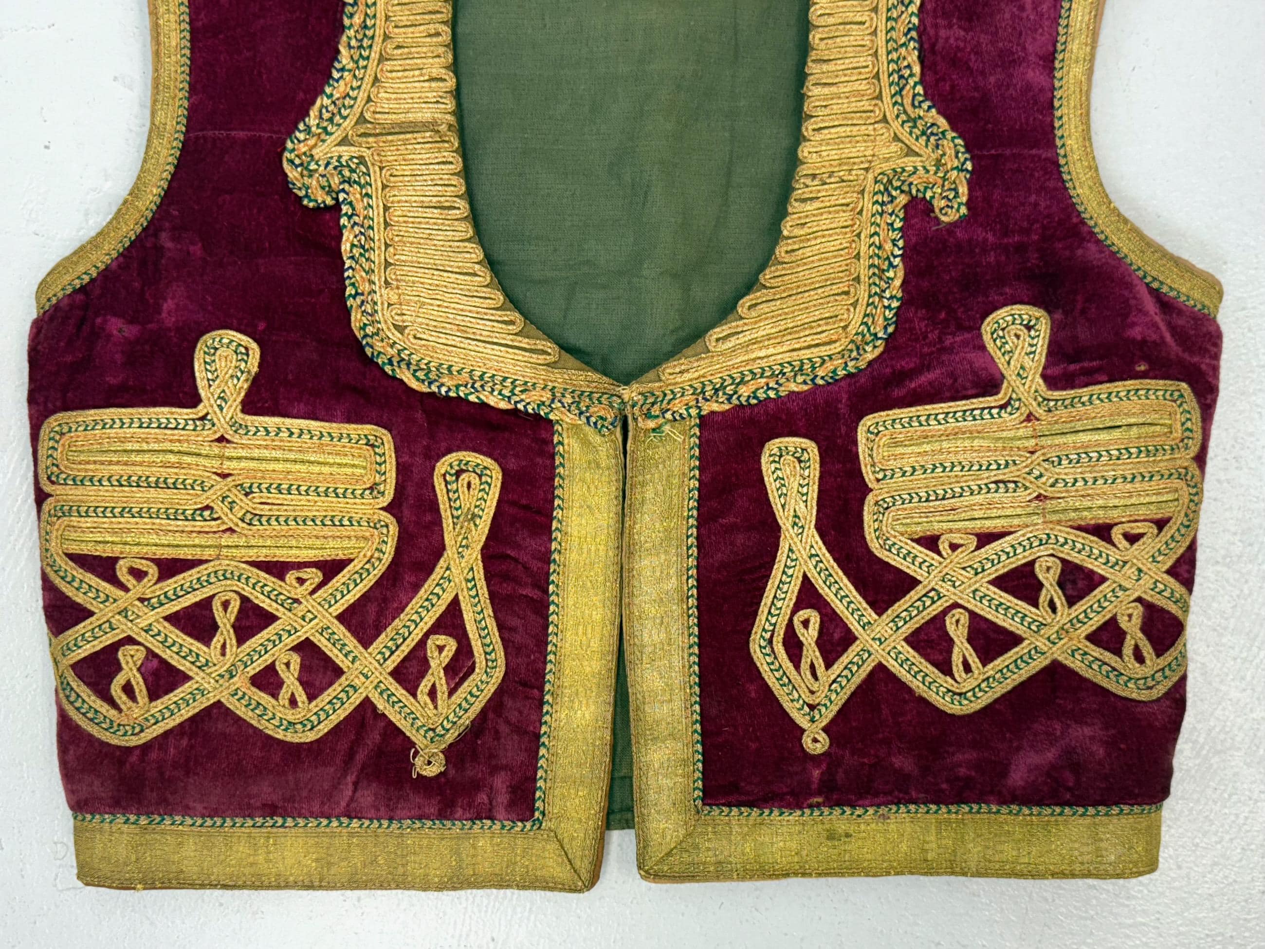 1960s Purple Velvet Metallic Gold Embroidered Turkish Mens Hippie