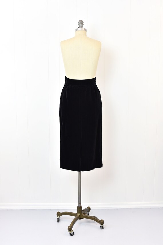 1980s Yves Saint Laurent Black Velvet Pencil Skirt - image 7