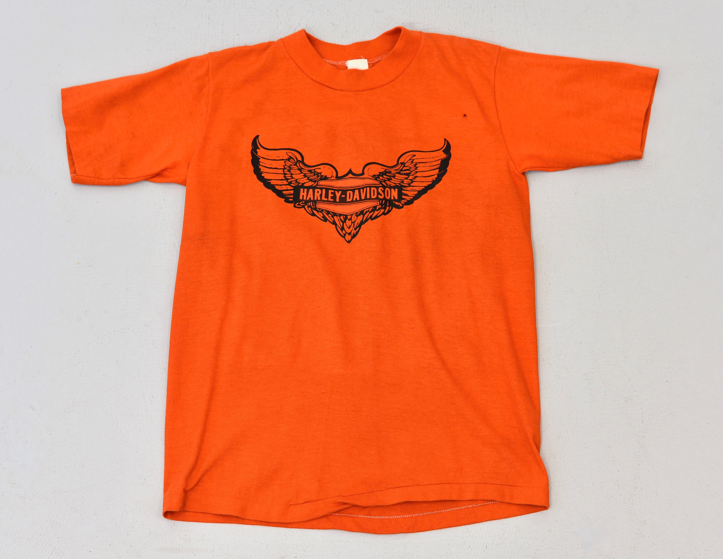 1970s/1980s Harley Davidson Motorcycle Orange Classic Logo T 1970s/1980s Harley Davidson Motorcycle Orange Classic Logo T
