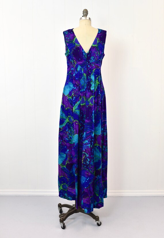 1970s Hawaiian Floral Print Purple Blue Liberty H… - image 6