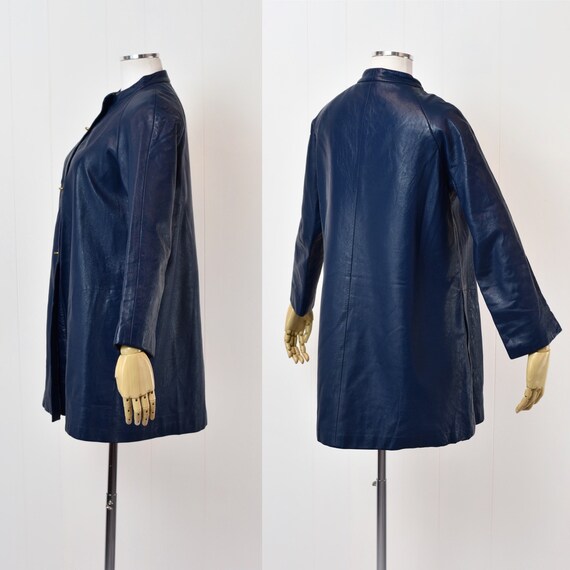 1960s Bonnie Cashin Sills Blue Leather Jacket Coat - image 6
