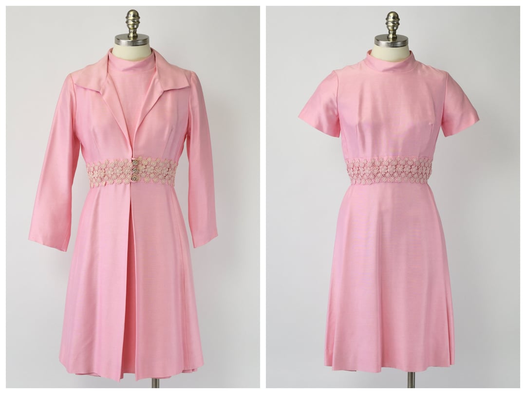 60’s Bubblegum Pink Silk Trapunto Dress by William Coppola