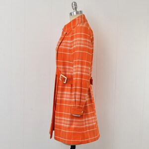1970s Courreges Hyperbole Orange White Plaid Cotton Coat Jacket Dress image 9