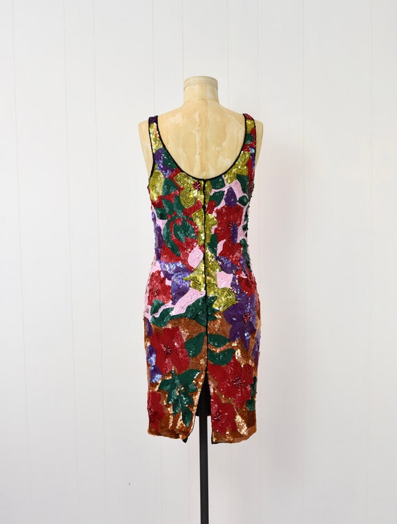 1980s/1990s Floral Sequin Beaded Colorful Party C… - image 7