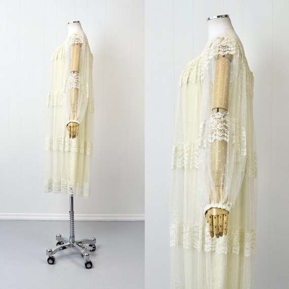 1970s Designer White Floral Tulle Dress Marita by… - image 6