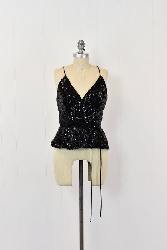 NOS 1970's Black Sequined Top