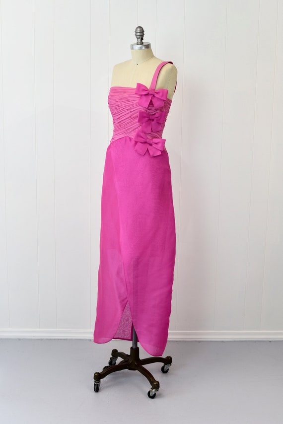 1980s Louis Feraud Pink Bow Party Dress Gown - image 2