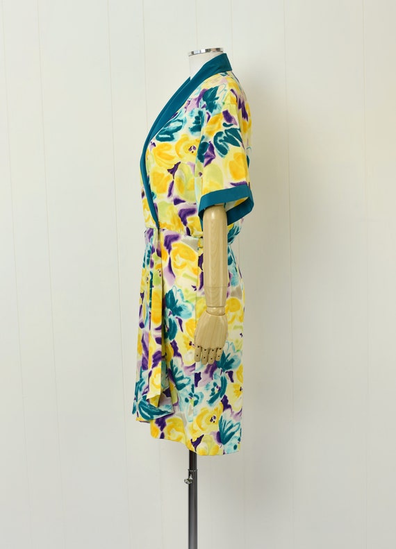 1980s Oscar de la Renta Floral Silk Romper - image 5