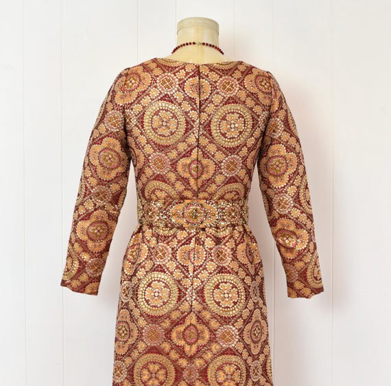 1960s Adele Simpson Brocade Metallic Red Orange R… - image 13