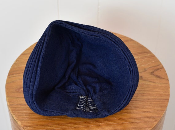 1940s Navy Blue Turban Hat - image 10