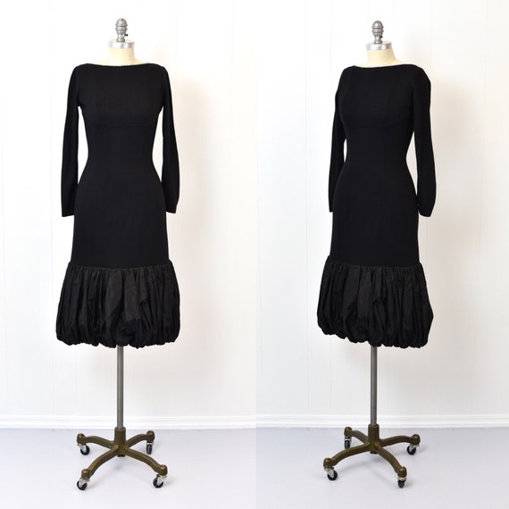 1960s Black Rhinestoned Party Dress - image 1