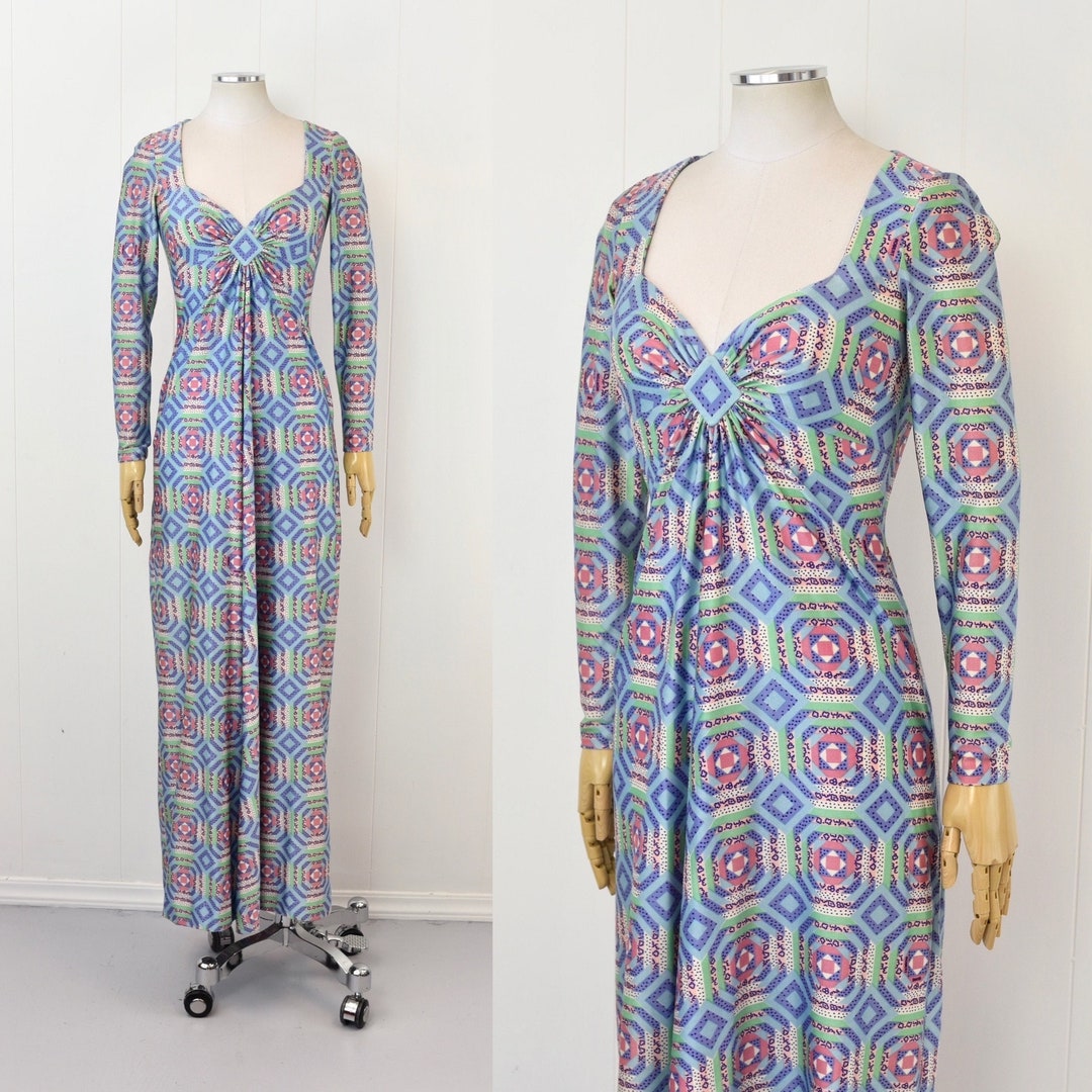 1970s Robert David-Morton Balloon Sleeve Dress