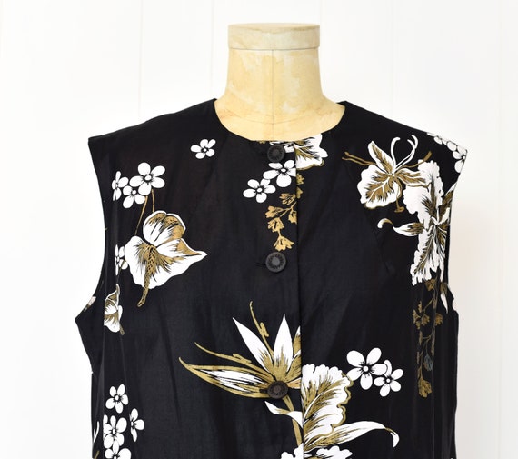 1960s Paradise Hawaii Black Metallic Gold Floral … - image 2