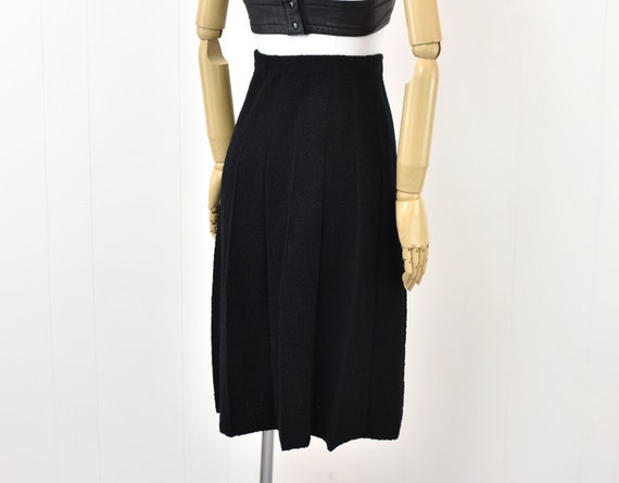 1980s Adolfo Saks Fifth Avenue Black Wool Pleated… - image 9