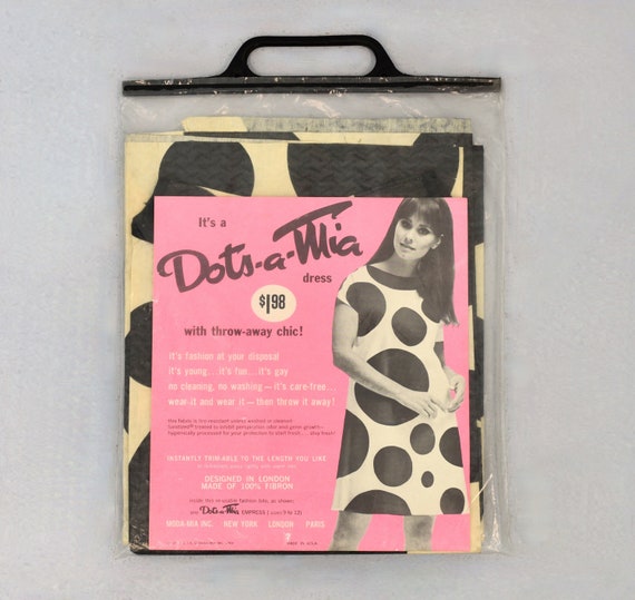 RARE NOS 1960s Dots-A-Mia Polka Dot Paper Shift D… - image 1