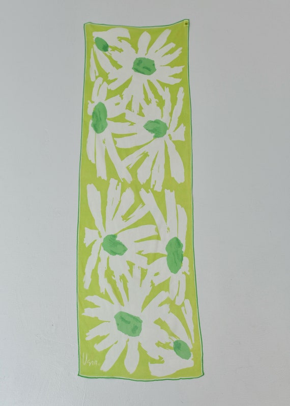 1960s/1970s Vera Neumann Green Sheer Floral Scarf - image 2