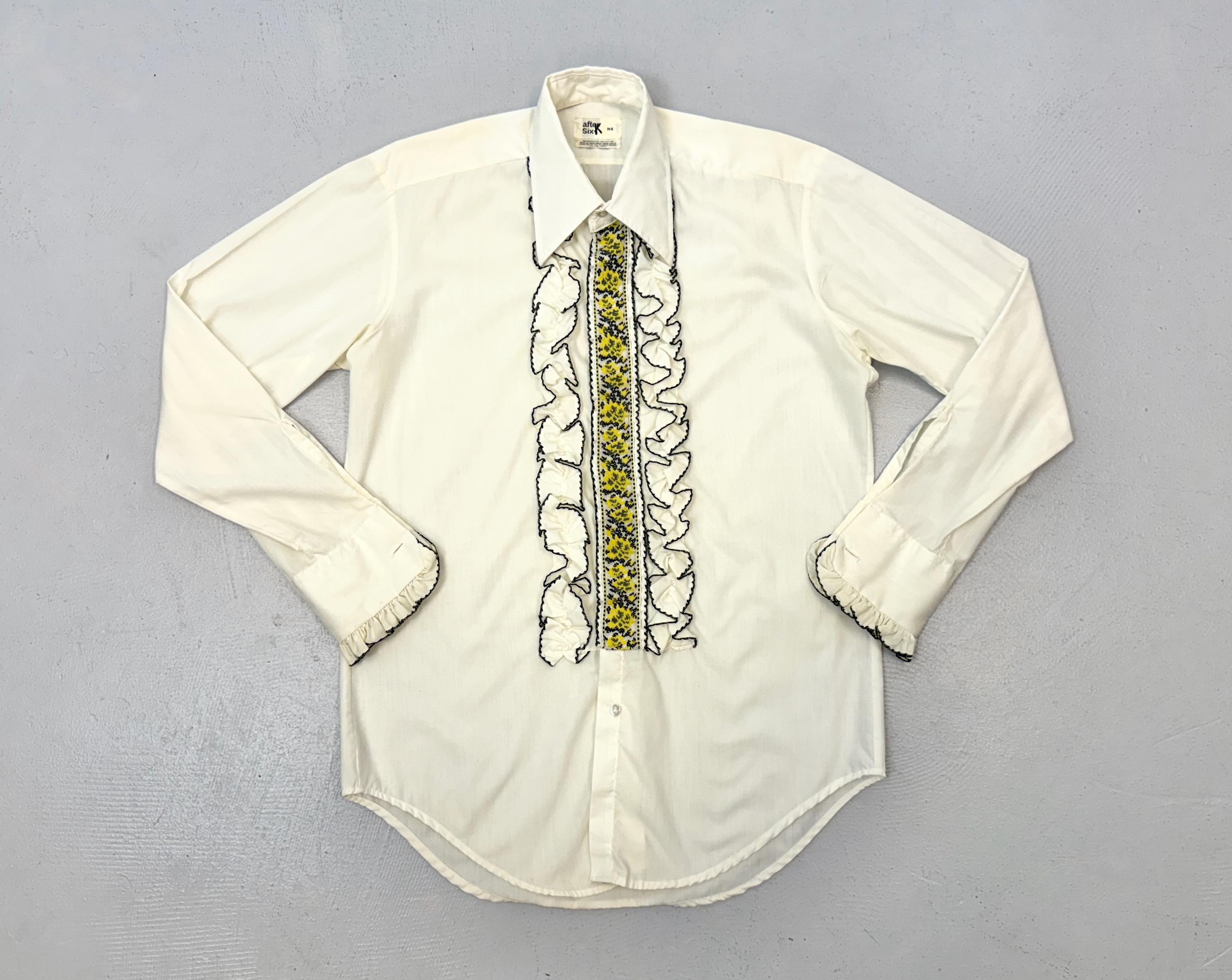 Yellow Ruffle Tuxedo Shirt - Etsy