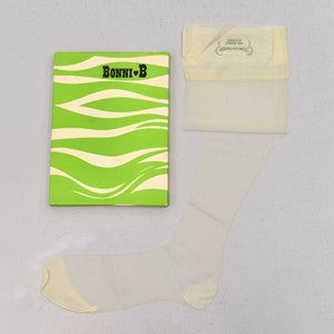 NOS 1950s/1960s Bonni B White Sheer Nylon Thigh High Stockings Hosiery Lingerie Three Pairs