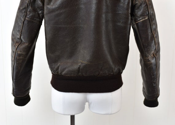 1940s Dark Brown Leather Bomber Jacket - image 7