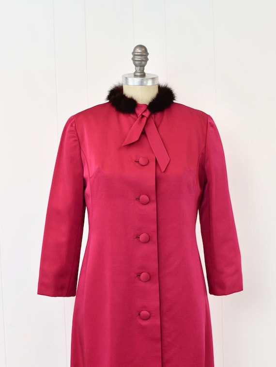 1960s Raspberry Pink Magenta Mink Fur Collar Mid … - image 2