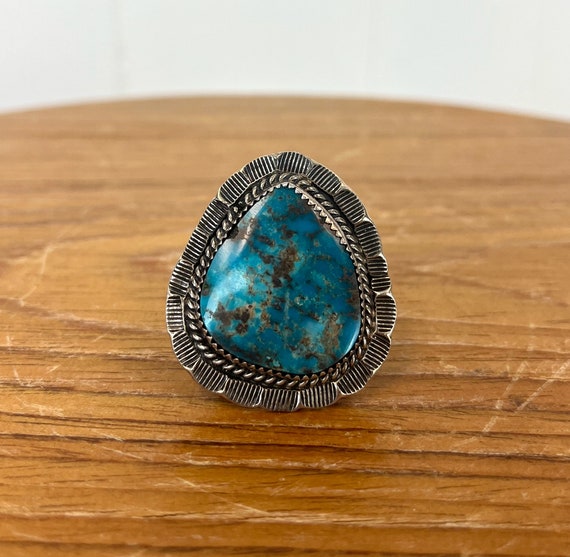 Vintage Navajo B Sterling Silver Turquoise Large Chun… - Gem