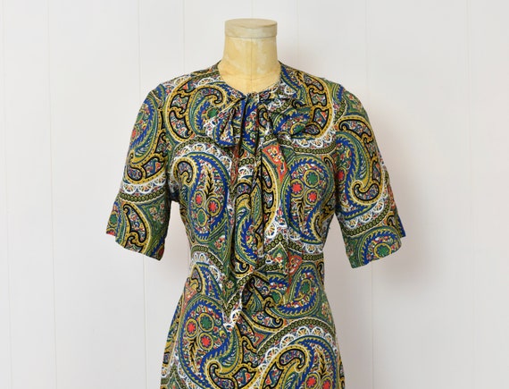 1940s Colorful Paisley Indian Ethnic Inspired Flo… - image 2