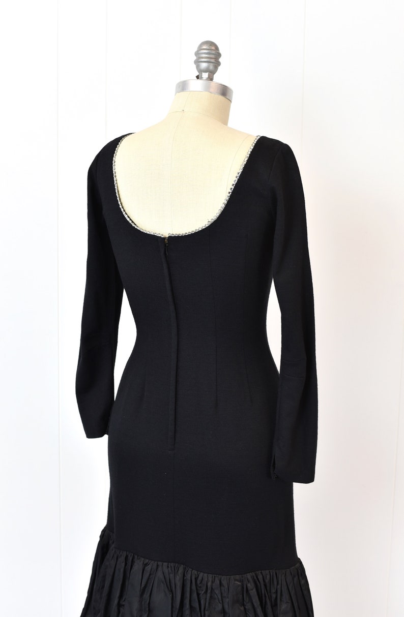 1960s Black Rhinestoned Party Dress image 8