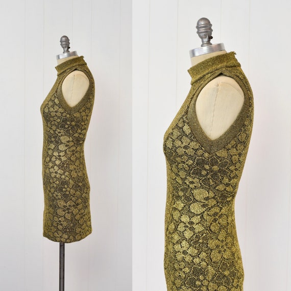 80's Metallic Lace Peplum Party Dress by Karen Okada main image 0