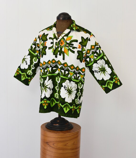 1960s Green & Orange Hawaiian Shirt - image 5