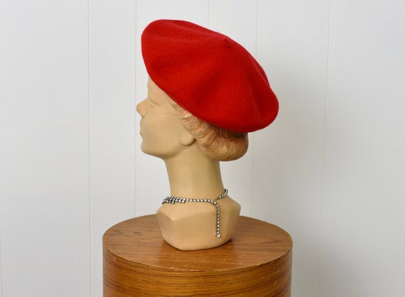 1980s Red Wool Normandy Ultrabasque Beret Hat - image 5