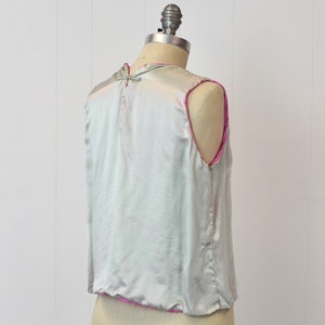 1920s Asian Inspired Green & Pink Embroidered Silk Blouse image 8