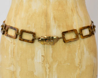 1960s/1970s Marbled Bakelite Rectangular Linked Belt With  display picture 2