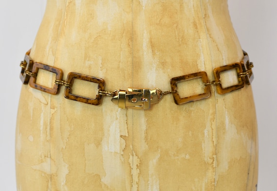 1960s/1970s Marbled Bakelite Rectangular Linked B… - image 1