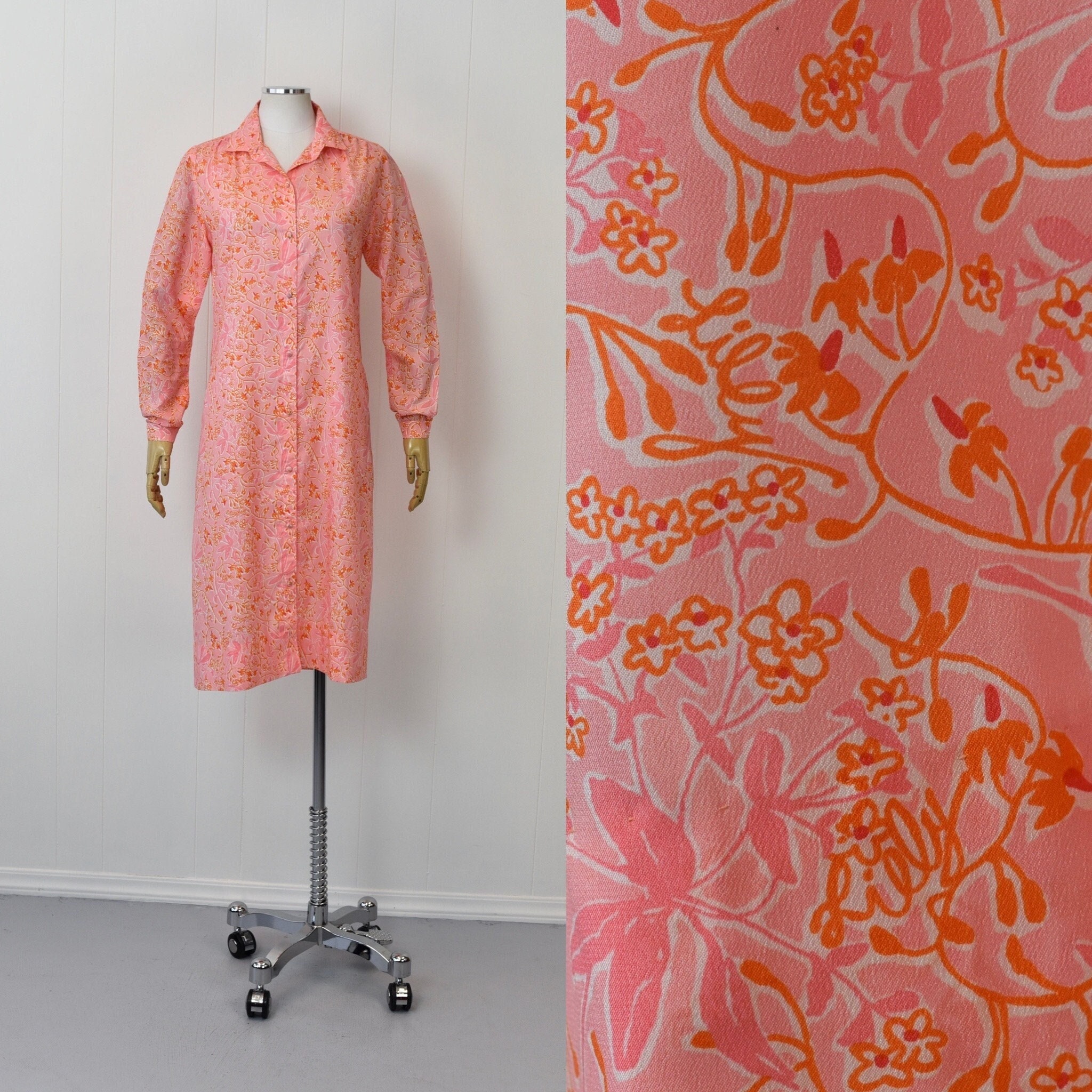 1970s Lilly Pulitzer Pink & Orange Floral Shirt Dress - Etsy 1970s Lilly Pulitzer Pink & Orange Floral Shirt Dress - Etsy
