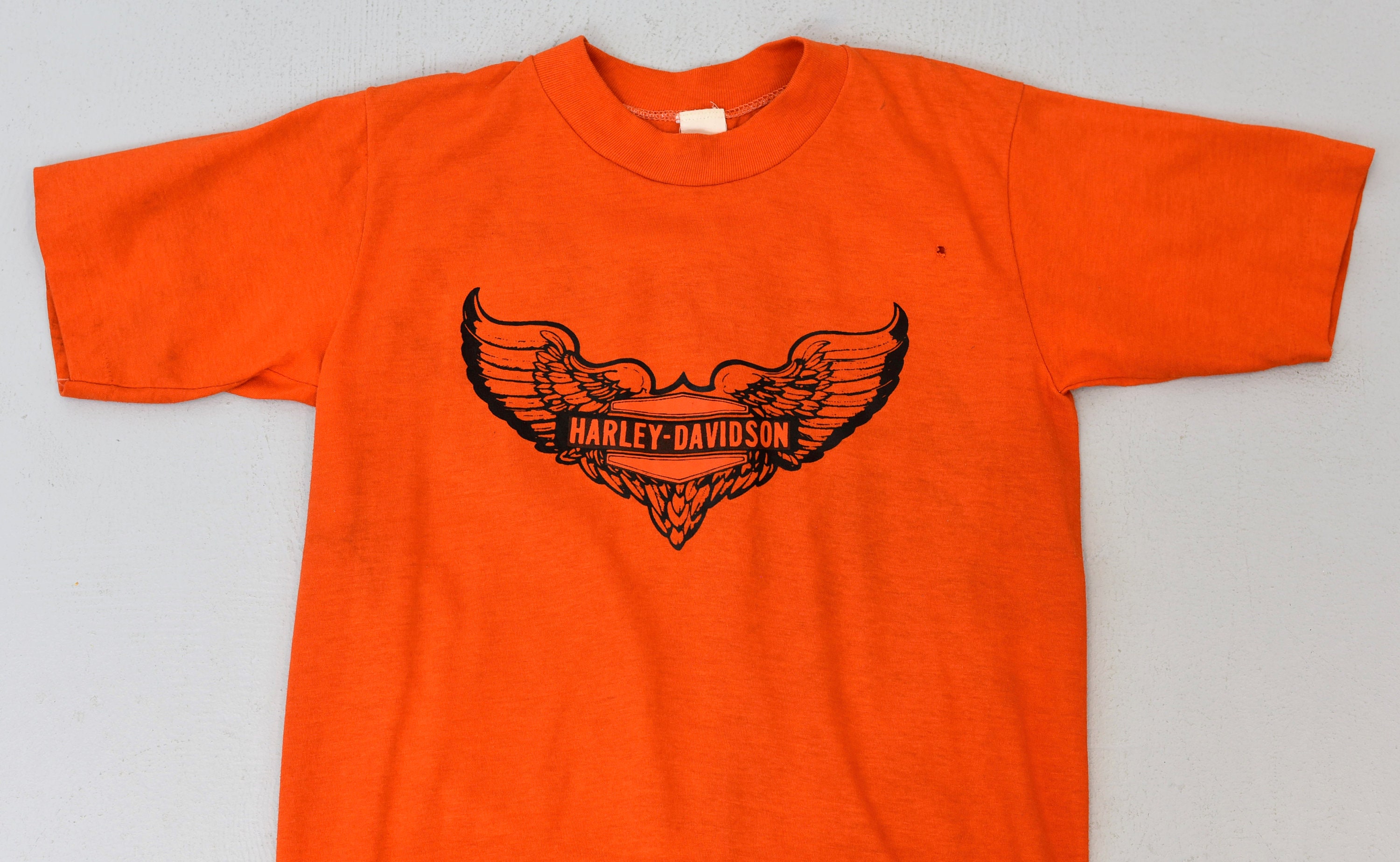 1970s/1980s Harley Davidson Motorcycle Orange Classic Logo T 1970s/1980s Harley Davidson Motorcycle Orange Classic Logo T