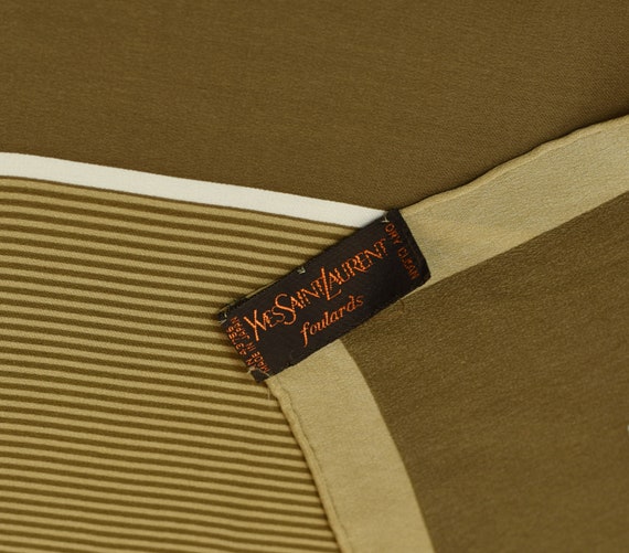 1970s Yves Saint Laurent Brown Striped Silk Scarf - image 5