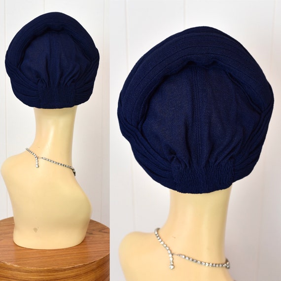 1940s Navy Blue Turban Hat - image 9
