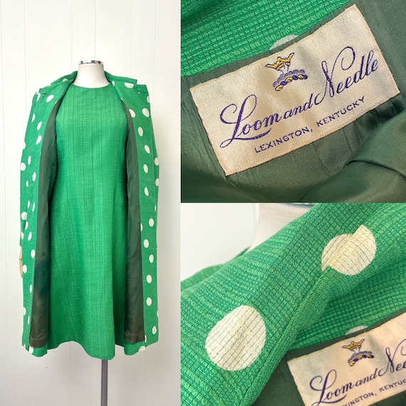 1960s Green White Polka Dot Loom and Needle Lexin… - image 10