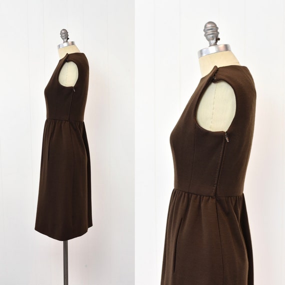 1960s Geoffrey Beene Chocolate Brown Wool Dress - image 4