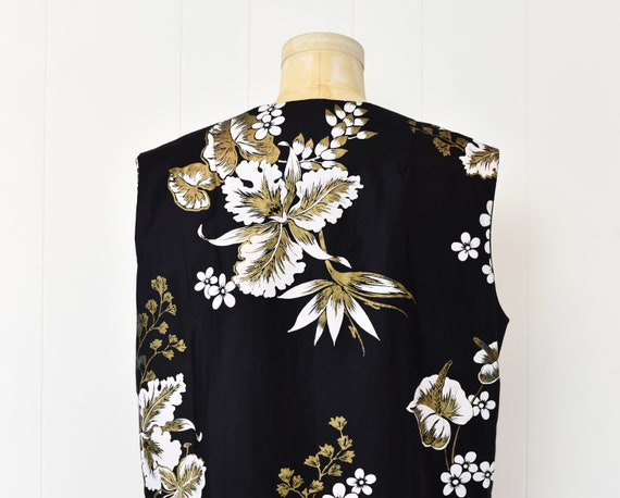 1960s Paradise Hawaii Black Metallic Gold Floral … - image 7