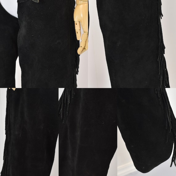 1980s Black Suede Leather Fringe Cowgirl Western … - image 10