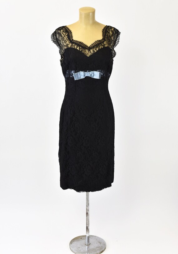 1950's Black Lace Wiggle Dress