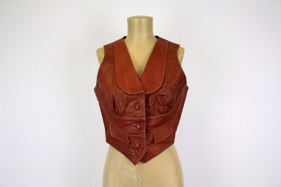 1970s Brown Leather Vest